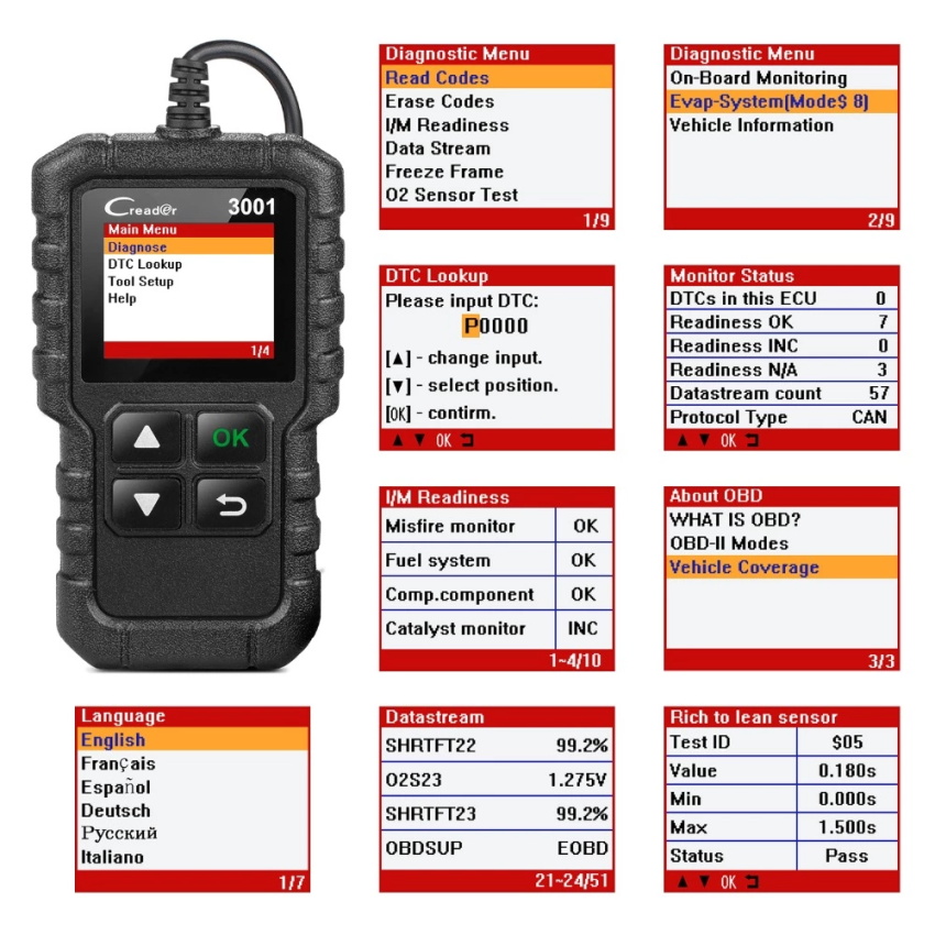 Lancer le scanner CReader 3001 OBD2